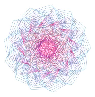 Tasarım elemanları. Bir sürü mor çizgi çemberi dalgası. Beyaz arka planda soyut dalgalı çizgiler izole edildi. Vektör illüstrasyon EPS 10. Harmanlama Aracı kullanılarak oluşturulan çizgilerle renkli dalgalar