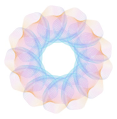 Tasarım elemanları. Bir sürü mor çizgi çemberi dalgası. Beyaz arka planda soyut dalgalı çizgiler izole edildi. Vektör illüstrasyon EPS 10. Harmanlama Aracı kullanılarak oluşturulan çizgilerle renkli dalgalar