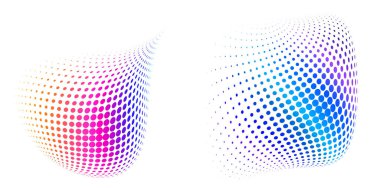 Tasarım ögeleri sembolü Düzenlenebilir simge - Beyaz arkaplanda yarım ton nokta deseni. Vektör illüstrasyonu, teknoloji için siyah soyut rastgele noktalar ve büyük veri içeren 10 kare kaydediyor