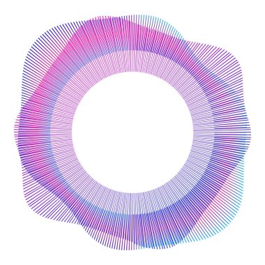 Tasarım elemanları. Bir sürü mor çizgi çemberi dalgası. Beyaz arka planda soyut dalgalı çizgiler izole edildi. Vektör illüstrasyon EPS 10. Harmanlama Aracı kullanılarak oluşturulan çizgilerle renkli dalgalar