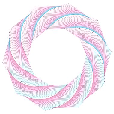 Tasarım elemanları. Bir sürü mor çizgi çemberi dalgası. Beyaz arka planda soyut dalgalı çizgiler izole edildi. Vektör illüstrasyon EPS 10. Karışımı kullanarak oluşturulan renkli dalgalar