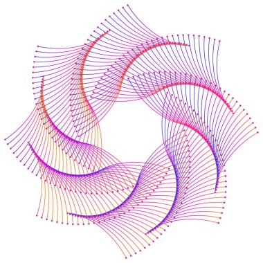 Tasarım elemanları. Bir sürü mor çizgi çemberi dalgası. Beyaz arka planda soyut dalgalı çizgiler izole edildi. Vektör illüstrasyon EPS 10. Harmanlama Aracı kullanılarak oluşturulan çizgilerle renkli dalgalar