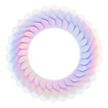 Tasarım elemanları. Bir sürü mor çizgi çemberi dalgası. Beyaz arka planda soyut dalgalı çizgiler izole edildi. Vektör illüstrasyon EPS 10. Karışımı kullanarak oluşturulan renkli dalgalar