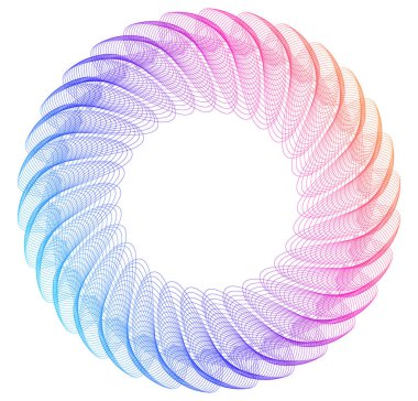 Tasarım elemanları. Bir sürü mor çizgi çemberi dalgası. Beyaz arka planda soyut dalgalı çizgiler izole edildi. Vektör illüstrasyon EPS 10. Karışımı kullanarak oluşturulan renkli dalgalar