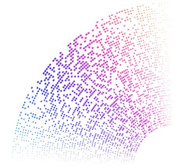 Tasarım elemanları sembolü Düzenlenebilir yarım ton çerçeve nokta daire deseni beyaz arkaplan üzerinde. Vektör illüstrasyonunda siyah rastgele noktalar var. Yarım ton daire dokusu kullanarak kenarlık simgesini yuvarla