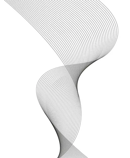 デザイン要素 多くのグレーラインの波 単離された白い背景の抽象的な波の縞 クリエイティブラインアート ベクトルイラストEps ブレンドツールを使用して作成された行を持つ黒い光沢のある波 ベクターグラフィックス