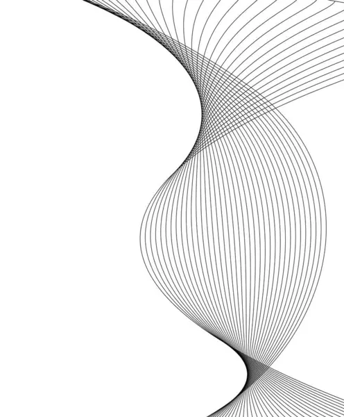 デザイン要素 多くのグレーラインの波 単離された白い背景の抽象的な波の縞 クリエイティブラインアート ベクトルイラストEps ブレンドツールを使用して作成された行を持つ黒い光沢のある波 ストックベクター