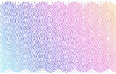 Yumuşak gökkuşağı rengi. Doğrusal arkaplan. Tasarım elemanları. Poligonal çizgiler. Guilloche. Banknotlar, diplomalar ve sertifikalar için koruyucu katman. Vektör illüstrasyonu EPS 10