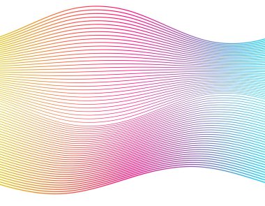 Beyaz arkaplandaki tasarım elemanları izole edildi. Yaratıcı sanat. Soyut dalgalı çizgiler. Renk çizgileri Harman Aracı kullanılarak oluşturuldu. Yeni ürün tanıtımı için vektör illüstrasyonu EPS10 dijital, rapor kapağı sayfası