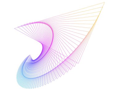 Tasarım elemanları. Bir sürü mor çizgi çemberi dalgası. Beyaz arka planda soyut dalgalı çizgiler izole edildi. Vektör illüstrasyon EPS 10. Harmanlama Aracı kullanılarak oluşturulan çizgilerle renkli dalgalar