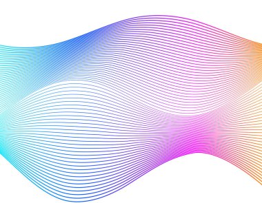 Beyaz arkaplandaki tasarım elemanları izole edildi. Yaratıcı sanat. Soyut dalgalı çizgiler. Renk çizgileri Harman Aracı kullanılarak oluşturuldu. Yeni ürün tanıtımı için vektör illüstrasyonu EPS10 dijital, rapor kapağı sayfası