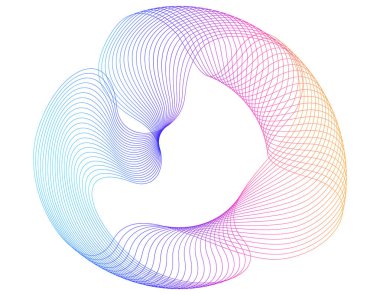 Tasarım elemanları. Bir sürü mor çizgi çemberi dalgası. Beyaz arka planda soyut dalgalı çizgiler izole edildi. Vektör illüstrasyon EPS 10. Harmanlama Aracı kullanılarak oluşturulan çizgilerle renkli dalgalar