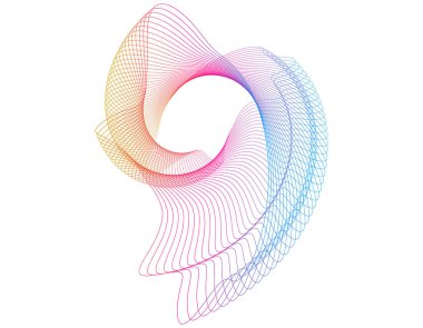 Tasarım elemanları. Bir sürü mor çizgi çemberi dalgası. Beyaz arka planda soyut dalgalı çizgiler izole edildi. Vektör illüstrasyon EPS 10. Harmanlama Aracı kullanılarak oluşturulan çizgilerle renkli dalgalar