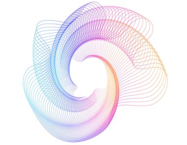 Tasarım elemanları. Bir sürü mor çizgi çemberi dalgası. Beyaz arka planda soyut dalgalı çizgiler izole edildi. Vektör illüstrasyon EPS 10. Harmanlama Aracı kullanılarak oluşturulan çizgilerle renkli dalgalar