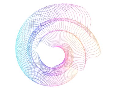 Tasarım elemanları. Bir sürü mor çizgi çemberi dalgası. Beyaz arka planda soyut dalgalı çizgiler izole edildi. Vektör illüstrasyon EPS 10. Harmanlama Aracı kullanılarak oluşturulan çizgilerle renkli dalgalar