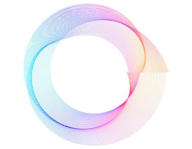 Tasarım elemanları. Bir sürü mor çizgi çemberi dalgası. Beyaz arka planda soyut dalgalı çizgiler izole edildi. Vektör illüstrasyon EPS 10. Harmanlama Aracı kullanılarak oluşturulan çizgilerle renkli dalgalar