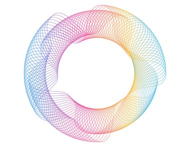 Tasarım elemanları. Bir sürü mor çizgi çemberi dalgası. Beyaz arka planda soyut dalgalı çizgiler izole edildi. Vektör illüstrasyon EPS 10. Harmanlama Aracı kullanılarak oluşturulan çizgilerle renkli dalgalar