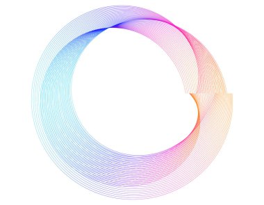 Tasarım elemanları. Bir sürü mor çizgi çemberi dalgası. Beyaz arka planda soyut dalgalı çizgiler izole edildi. Vektör illüstrasyon EPS 10. Harmanlama Aracı kullanılarak oluşturulan çizgilerle renkli dalgalar