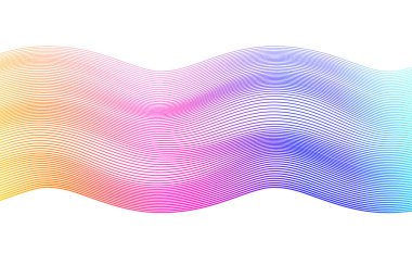 Tasarım elemanları. Bir sürü mor çizgi çemberi dalgası. Beyaz arka planda soyut dalgalı çizgiler izole edildi. Vektör illüstrasyon EPS 10. Harmanlama Aracı kullanılarak oluşturulan çizgilerle renkli dalgalar