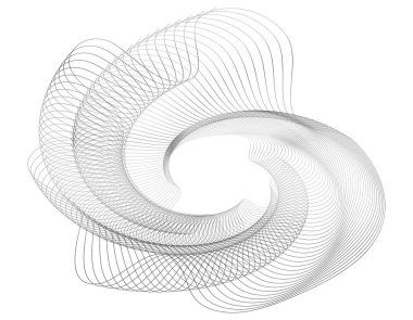 Entelektüeller tasarım elementleri. Çemberin etrafında bir sürü çizgi dalgası. Beyaz arka planda soyut dalgalı çizgiler izole edildi. Vektör illüstrasyon EPS 10. Harmanlama Aracı kullanılarak oluşturulan çizgilerle renkli dalgalar
