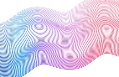 Tasarım elemanları. Bir sürü mor çizgi dalgası. Beyaz arka planda soyut dalgalı çizgiler izole edildi. Vektör illüstrasyon EPS 10. Harmanlama Aracı kullanılarak oluşturulan çizgilerle renkli dalgalar