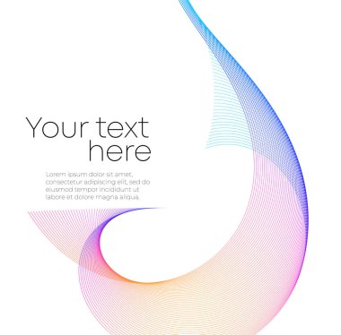 Beyaz arkaplandaki tasarım ögeleri izole edildi, metin için dizayn şablonu. Yaratıcı sanat. Soyut dalgalı çizgiler. Renk çizgileri Harman Aracı kullanılarak oluşturuldu. Vektör raporunun kapak sayfası