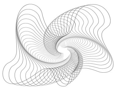 Entelektüeller tasarım elementleri. Çemberin etrafında bir sürü çizgi dalgası. Beyaz arka planda soyut dalgalı çizgiler izole edildi. Vektör illüstrasyon EPS 10. Harmanlama Aracı kullanılarak oluşturulan çizgilerle renkli dalgalar