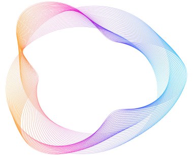 Çember Tasarım elemanları. Çemberin etrafında bir sürü çizgi dalgası. Beyaz arka planda soyut dalgalı çizgiler izole edildi. Vektör illüstrasyonu EPS 10