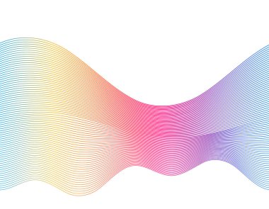 Tasarım elemanları. Bir sürü parlak çizgi dalgası. Soyut çember, beyaz arka planda parlayan dalgalı bir şekil. Yaratıcı çizgi sanatı. Düğün davetiyesi için vektör illüstrasyon EPS 10 sanat deco biçimi