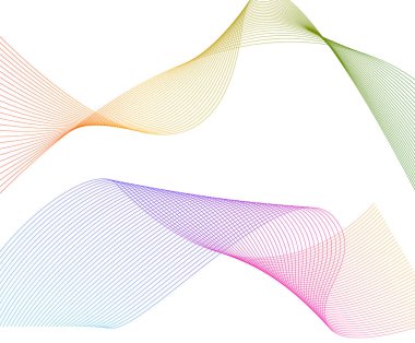 Beyaz arkaplandaki eş çizgileri elementlerini izole et. Dikey Yaratıcı Sanat. Soyut dalgalı çizgiler. Renk çizgileri Harman Aracı kullanılarak oluşturuldu. Yeni ürün tanıtımı için vektör illüstrasyonu EPS10 dijital, rapor kapağı sayfası