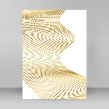 Reklam broşürü tasarım elemanları. Beyaz arka plandaki soyut altın element izole edildi. Şablon broşürü A4 biçimi, yerleşim broşürü, kafe menü kartı için vektör illüstrasyonu EPS 10