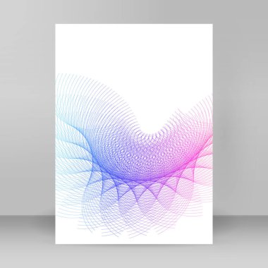 Reklam broşürü tasarım elemanları. Arkaplanda soyut çizgiler altın element. Şablon broşürü A4 biçimi, yerleşim broşürü, kafe menü kartı için vektör illüstrasyonu EPS 10