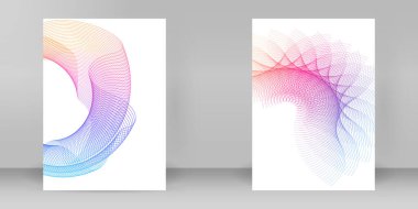 Reklam broşürü tasarım elemanları. Arkaplanda soyut çizgiler altın element. Şablon broşürü A4 biçimi, yerleşim broşürü, kafe menü kartı için vektör illüstrasyonu EPS 10