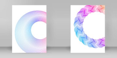 Çok amaçlı sunum için iş şablonları. Kolay düzenlenebilir vektör spiralleri çizgileri. Yeni ürün bültenleri, teknoloji grafikleri, rapor firması ve etkinlik partisi için A4 format tanıtımı tasarımı broşürü