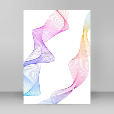 Reklam broşürleri tasarımı elementler daire çizgileri dalgalar. Beyaz arka plandaki soyut altın element izole edildi. şablon broşürü A4 biçimi, yerleşim broşürü, kafe menü kartı