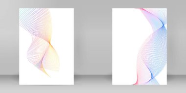 Reklam broşürü tasarım elemanları. Beyaz arkaplandaki soyut çizgi dalgaları elemanı izole edildi. Şablon broşürü A4 biçimi, yerleşim broşürü, kafe menü kartı için vektör illüstrasyonu EPS 10