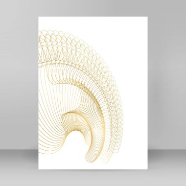 Reklam broşürü tasarım elemanları. Beyaz arkaplandaki soyut çizgi dalgaları elemanı izole edildi. Şablon broşürü A4 biçimi, yerleşim broşürü, kafe menü kartı için vektör illüstrasyonu EPS 10
