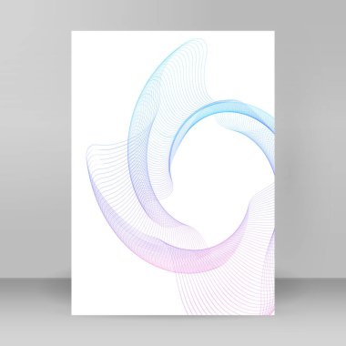 Reklam broşürü tasarım elemanları spiraller, çizgiler, çember. Beyaz arka plandaki soyut altın element izole edildi. şablon broşürü A4 biçimi, yerleşim broşürü, kafe menü kartı