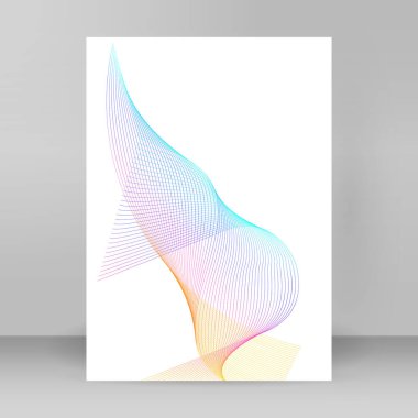 Reklam broşürü tasarım elemanları. Beyaz arkaplandaki soyut çizgi dalgaları elemanı izole edildi. Şablon broşürü A4 biçimi, yerleşim broşürü, kafe menü kartı için vektör illüstrasyonu EPS 10