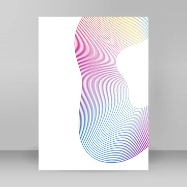 Çok amaçlı sunum için iş şablonları. Kolay düzenlenebilir dalga çizgileri. Yeni ürün bültenleri, teknoloji grafikleri, rapor firması ve etkinlik partisi için A4 format tanıtımı tasarımı broşürü