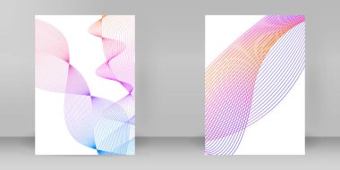 Çok amaçlı sunum için iş şablonları. Kolay düzenlenebilir dalga çizgileri. Yeni ürün bültenleri, teknoloji grafikleri, rapor firması ve etkinlik partisi için A4 format tanıtımı tasarımı broşürü