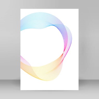 Reklam broşürleri tasarımı elementler daire çizgileri dalgalar. Beyaz arka plandaki soyut altın element izole edildi. şablon broşürü A4 biçimi, yerleşim broşürü, kafe menü kartı