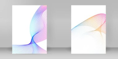 Reklam broşürü tasarım elemanları. Arkaplanda soyut çizgiler altın element. Şablon broşürü A4 biçimi, yerleşim broşürü, kafe menü kartı için vektör illüstrasyonu EPS 10