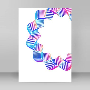 Çok amaçlı sunum için iş şablonları. Kolay düzenlenebilir dalga çizgileri. Yeni ürün bültenleri, teknoloji grafikleri, rapor firması ve etkinlik partisi için A4 format tanıtımı tasarımı broşürü