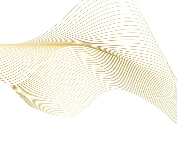 Altın çizgilerin dalgası. Beyaz arka planda soyut dalgalı çizgiler izole edilmiş. Yaratıcı çizgi sanatı. Vektör illüstrasyon EPS 10. Karıştırma Aracı kullanılarak dizayn ögeleri oluşturuldu. Eğik düz bant