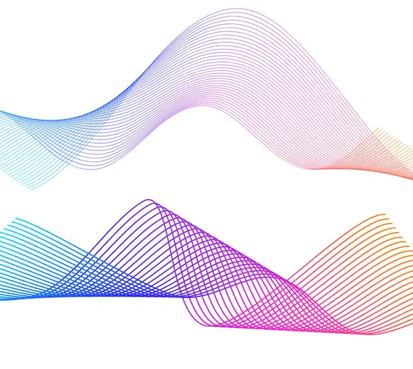 Renkli çizgilerin dalgası. Beyaz arka planda soyut dalgalı çizgiler izole edilmiş. Yaratıcı çizgi sanatı. Vektör illüstrasyon EPS 10. Karıştırma Aracı kullanılarak dizayn ögeleri oluşturuldu. Eğik düz bant