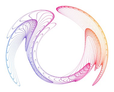 Tasarım elemanları. Parlak çizgilerin dalgası. Beyaz arka planda soyut parlak dalgalı çizgiler izole edildi. Yaratıcı çizgi sanatı. Düğün davetiyesi için vektör illüstrasyon EPS 10 sanat deco biçimi