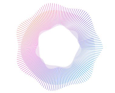 Kozmetik, moda, tekstil tasarımı, teknoloji markalaşması ve refah için canlı renk değişimine sahip dinamik radyal soyut desen. Dijital sanat, ambalaj, pazarlama ve fütürist visu için mükemmel.