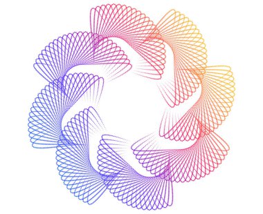 Kozmetik, moda, tekstil tasarımı, teknoloji markalaşması ve refah için canlı renk değişimine sahip dinamik radyal soyut desen. Dijital sanat, ambalaj, pazarlama ve fütürist visu için mükemmel.