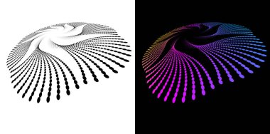 Tekstil, Kozmetik, İç, Tıbbi, Teknoloji ve Moda Simgesi için Dijital Sanat. Değişken Şekilli Dinamik Yarıton Deseni Soyut Gradyan ve Siyah Beyaz Dairesel Dalga Tasarımı